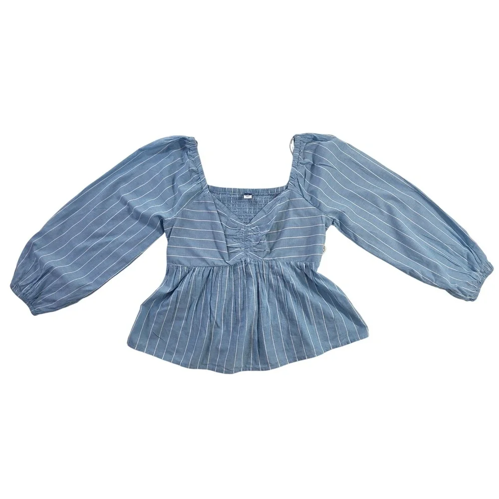 Old Navy Striped Sweetheart Peplum Top Blue White Women Medium New With Tags NWT